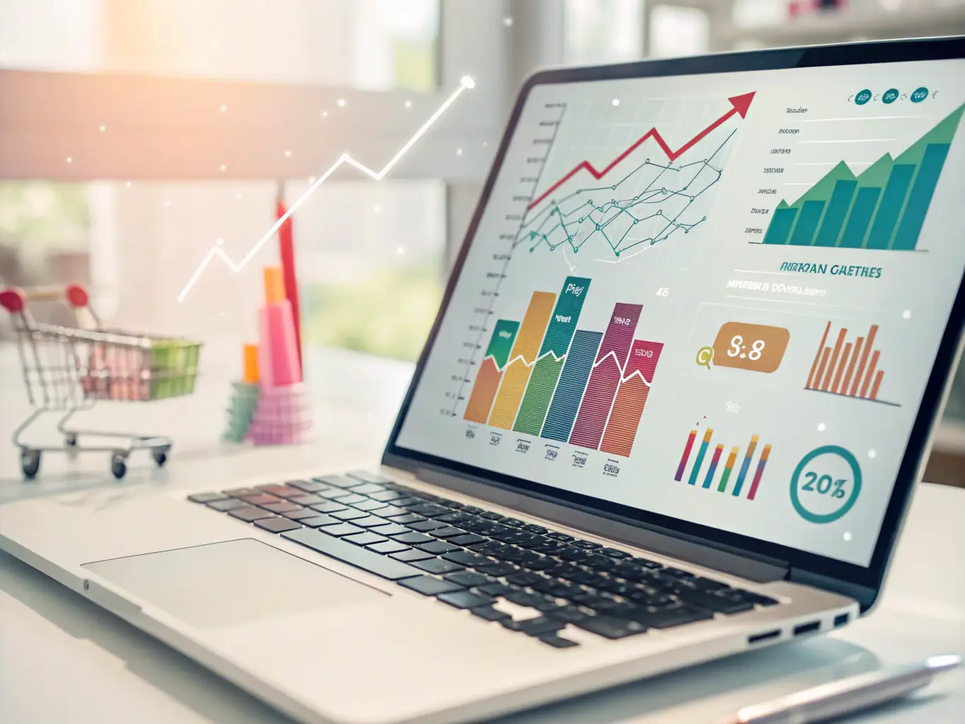 A sleek laptop displaying a modern, responsive website dashboard, showcasing website automation features.